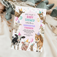 Girl Farm Animals Balloons Barnyard Baby shower