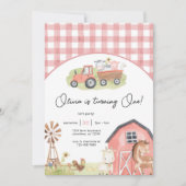 Girl Farm Animals Barnyard Birthday Invitation Kaart (Voorkant)