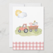 Girl Farm Animals Barnyard Birthday Invitation Kaart (Achterkant)