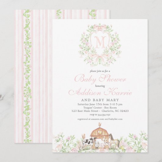 Girl Farm Baby shower invitation Kaart (Voorkant / Achterkant)