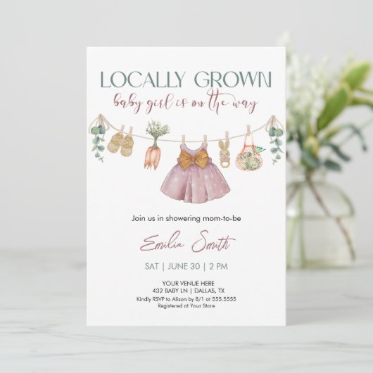 Girl Farmer's Market baby shower Kaart (Staand voorkant)