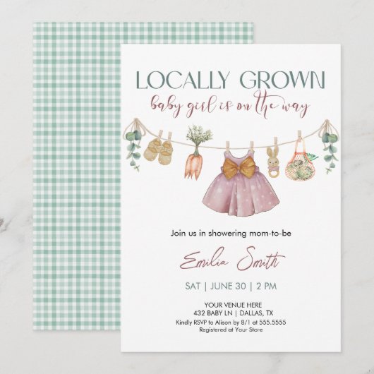  Girl Farmer's Market baby shower  Kaart (Voorkant / Achterkant)