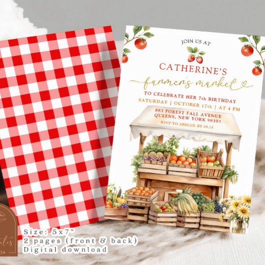 Girl Farmer's Market Herfst Elke leeftijd Verjaard Kaart