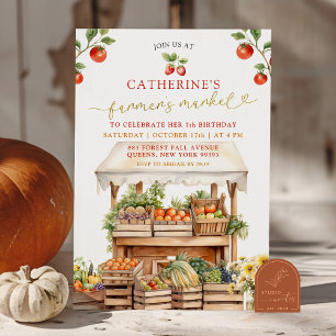Girl Farmer's Market Herfst Elke leeftijd Verjaard Kaart