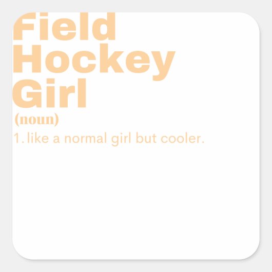 Girl - Field Hockey Vierkante Sticker (Voorkant)