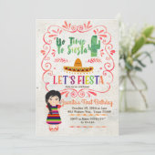 Girl Fiesta 1e verjaardag Uitnodiging (Staand voorkant)