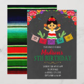 Girl fiesta verjaardagsuitnodiging kaart (Voorkant / Achterkant)