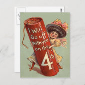 Girl Firework Firecracker Uitnodiging (Voorkant / Achterkant)