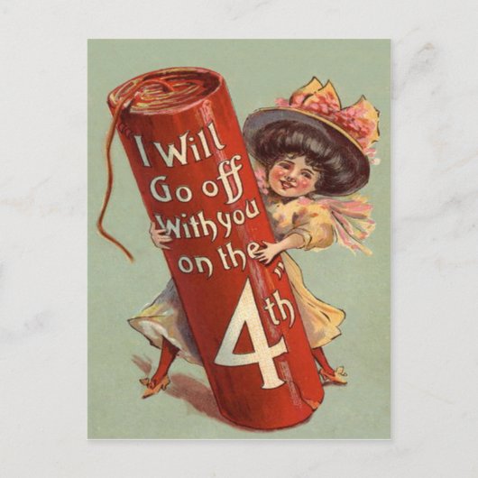 Girl Firework Firecracker Uitnodiging (Voorkant)