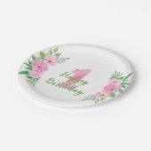 Girl First Birthday Bord Pink Green Floral (Gekanteld)