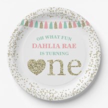 Girl First Birthday Borden Pink Mint Gold