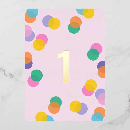 Girl First Birthday Confetti Pink Gold Folie Uitnodiging (Voorkant)