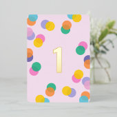 Girl First Birthday Confetti Pink Gold Folie Uitnodiging (Staand Voorkant)