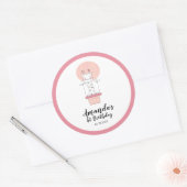 Girl First Birthday Giraffe Classic Round Sticker (Envelop)
