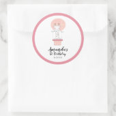 Girl First Birthday Giraffe Classic Round Sticker (Tas)