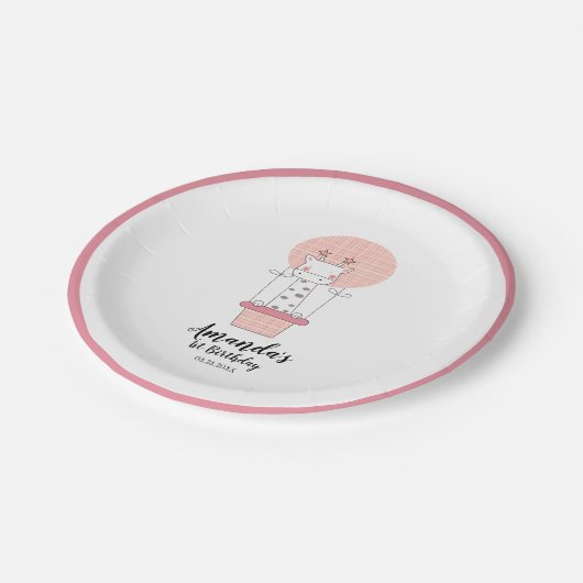 Girl First Birthday Giraffe Papieren Bordje (Gekanteld)