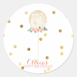Girl First Birthday Gold Balloon stickers