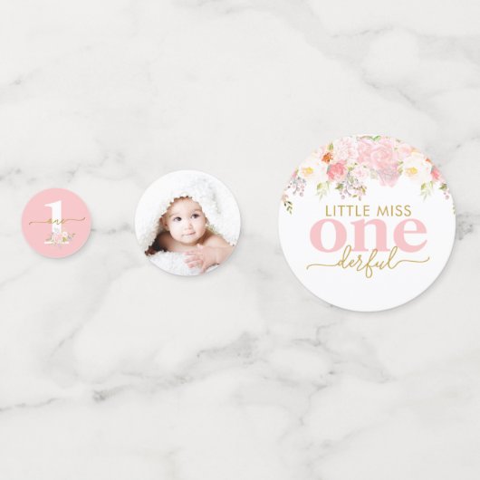 Girl First Birthday Little Miss ONE Confetti (Voorkanten)