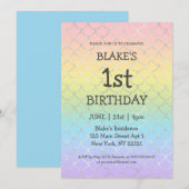 Girl First Birthday Mermaid Rainbow Kaart (Voorkant / Achterkant)