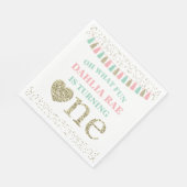 Girl First Birthday Party Napkins Pink Mint Gold Servetten (Hoek)