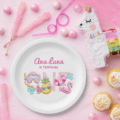 Girl First Birthday Summer Beach Papieren Bordje (Feest)