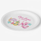 Girl First Birthday Summer Beach Papieren Bordje (Gekanteld)