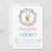 Girl First Birthday Waterverf Bunny Kaart (Voorkant)