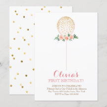 Girl First Birthday Waterverf Gold ballon