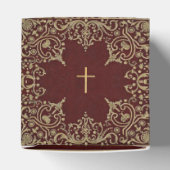 Girl First Commune Burgundy Gold Elegant Bedankdoosjes (Bovenkant)