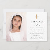 Girl First Commune Dusty Roos Cross Foto Bedankkaart (Voorkant)