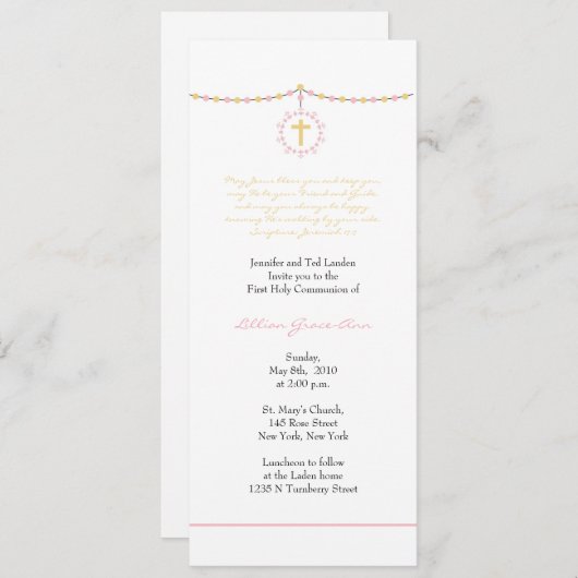 Girl First Commune Kaart (Voorkant / Achterkant)