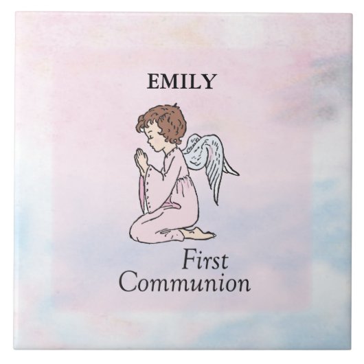 Girl, First Communion Angel Tegeltje (Voorkant)