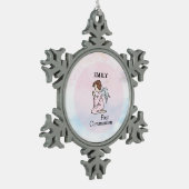 Girl, First Communion Angel Tin Sneeuwvlok Ornament (Links)