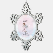 Girl, First Communion Angel Tin Sneeuwvlok Ornament (Rechts)