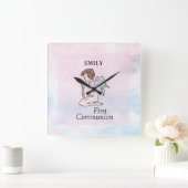 Girl, First Communion Angel Vierkante Klok (Huis)
