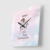 Girl, First Communion Angel Vierkante Klok (Hoek)