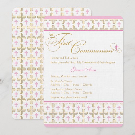 Girl First Communion Kaart (Voorkant / Achterkant)