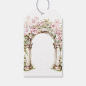 Girl First Communion Pink Florals Arch Cross Cadeaulabel (Achterkant)