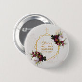 Girl First Communist Gold Burgundy Peonies Marble Ronde Button 5,7 Cm (Voorkant /achterkant)