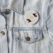 Girl First Communist Gold Burgundy Peonies Marble Ronde Button 5,7 Cm (In situ)