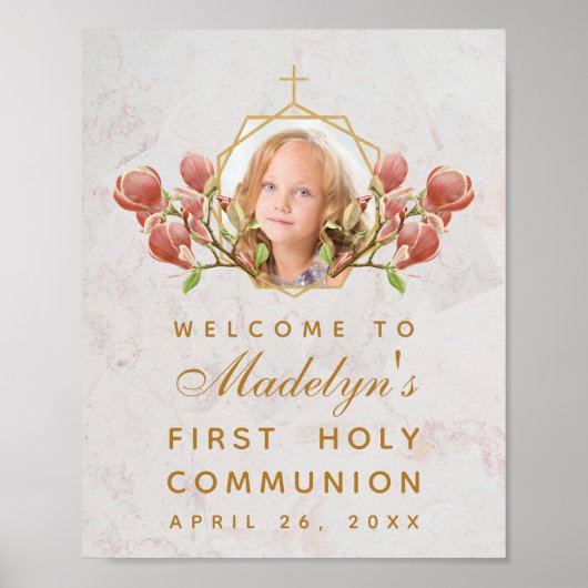 Girl First Community Foto Pink Magnolia Welkom Poster (Voorkant)