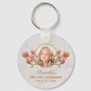 Girl First Community Foto roze Magnolia Floral Sleutelhanger