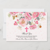 Girl First Community Waterverf Pink Floral Bedankkaart (Voorkant)