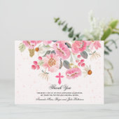 Girl First Community Waterverf Pink Floral Bedankkaart (Staand voorkant)