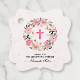 Girl First Community Waterverf Pink Floral Favor Bedankjes Labels