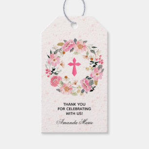 Girl First Community Waterverf Pink Floral Favor Cadeaulabel