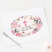 Girl First Community Waterverf Pink Floral Ovale Sticker (Envelop)