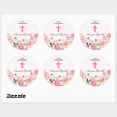 Girl First Community Waterverf Pink Floral Ronde Sticker (Vel)