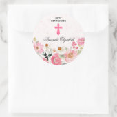 Girl First Community Waterverf Pink Floral Ronde Sticker (Tas)