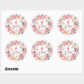Girl First Community Waterverf Pink Floral Ronde Sticker (Vel)
